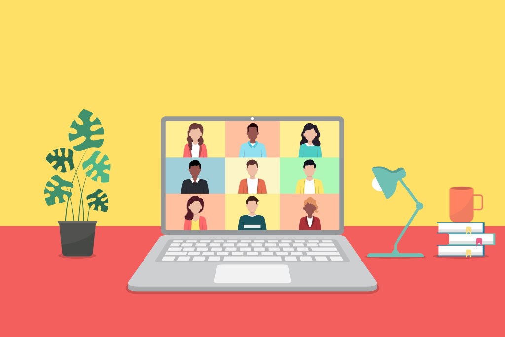 Group of People in an Online chat - displayed on a laptop screen